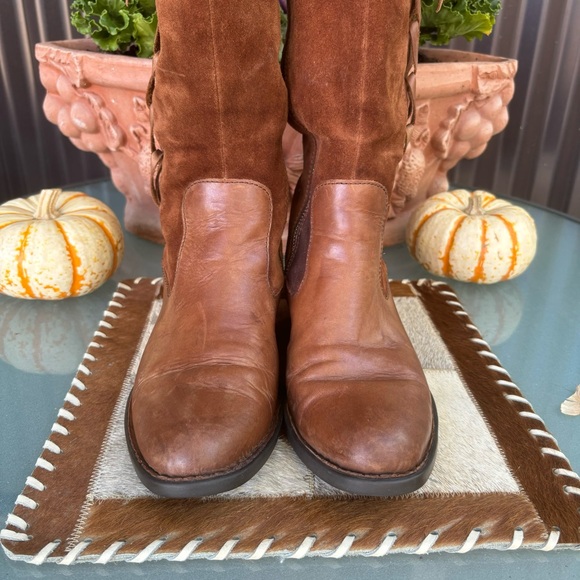 Born Suede & Leather Tall Boots w/Braided Trim - Picture 7 of 15